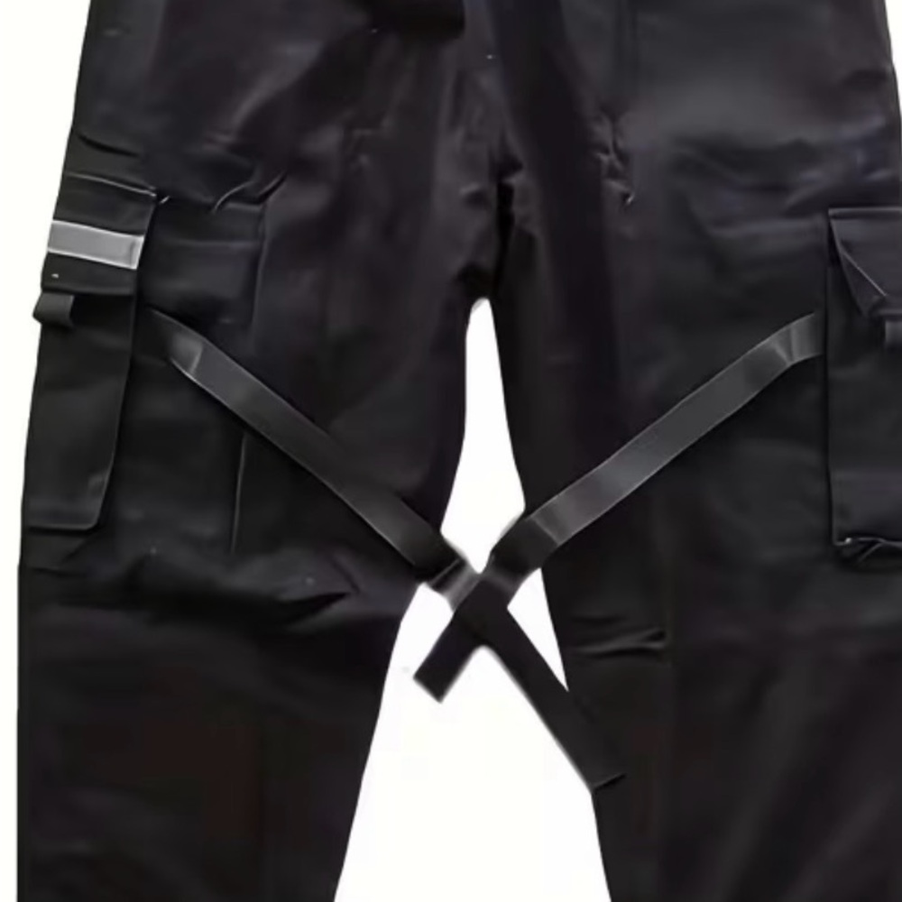 1XL New -Men's Black Streetwear Cargo Joggers; Techwear or Tactical Utility - Picture 13 of 16